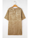 Gold Metallic Luster Crewneck Mini T-Shirt Dress - XL