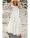 White Frilly Shirred Bodice Tiered Floral Maxi Dress - XL