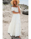 White Frilly Shirred Bodice Tiered Floral Maxi Dress - XL