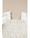 White Frilly Shirred Bodice Tiered Floral Maxi Dress - XL