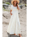 White Frilly Shirred Bodice Tiered Floral Maxi Dress - XL