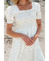 White Frilly Shirred Bodice Tiered Floral Maxi Dress - XL