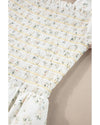 White Frilly Shirred Bodice Tiered Floral Maxi Dress - XL