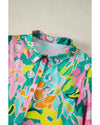 Green Floral Puff Sleeve Collar Buttoned Babydoll Dress - XL