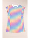 Pink Stripe Crew Neck T Shirt Dress - XL