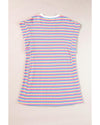 Pink Stripe Crew Neck T Shirt Dress - XL