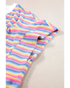 Pink Stripe Crew Neck T Shirt Dress - XL