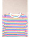 Pink Stripe Crew Neck T Shirt Dress - XL