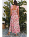 Pink Floral Lace Tied Strap Empire Waist Maxi Dress - XL