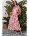 Pink Floral Lace Tied Strap Empire Waist Maxi Dress - XL