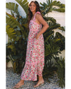 Pink Floral Lace Tied Strap Empire Waist Maxi Dress - XL