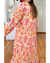 Orange Western Abstract Geometric Printed Maxi Dress - M