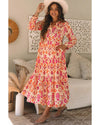 Orange Western Abstract Geometric Printed Maxi Dress - S