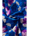 Blue Floral Peasant Sleeve Tiered Ruffle Midi Dress - L