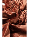Chestnut Velvet Short Sleeve Shirred Waist Tiered Maxi Dress - XL