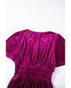 Red Dahlia Velvet Short Sleeve Shirred Waist Tiered Maxi Dress - L