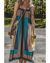 Brown Retro Geometric Printed Y Back Sleeveless Dress - L