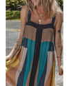 Brown Retro Geometric Printed Y Back Sleeveless Dress - L