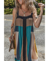 Brown Retro Geometric Printed Y Back Sleeveless Dress - L