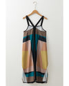 Brown Retro Geometric Printed Y Back Sleeveless Dress - L