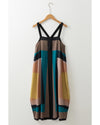 Brown Retro Geometric Printed Y Back Sleeveless Dress - M