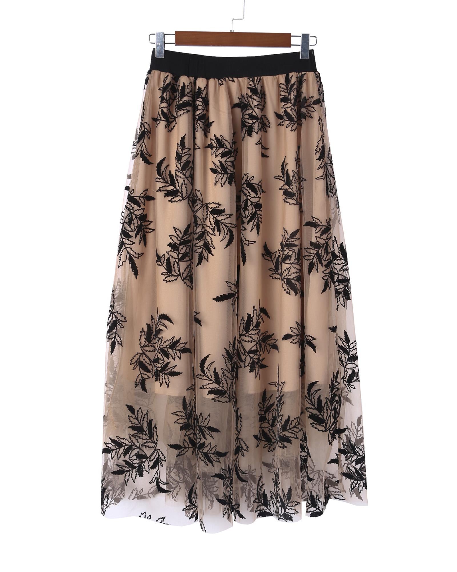 Azura Exchange Embroidered High Waist Maxi Skirt - L