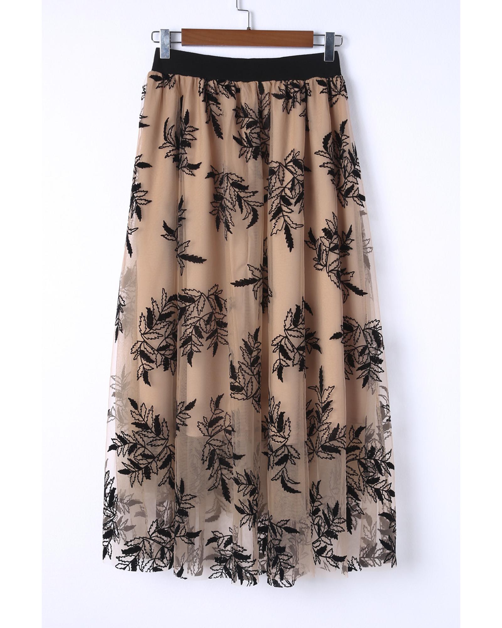 Azura Exchange Embroidered High Waist Maxi Skirt - L