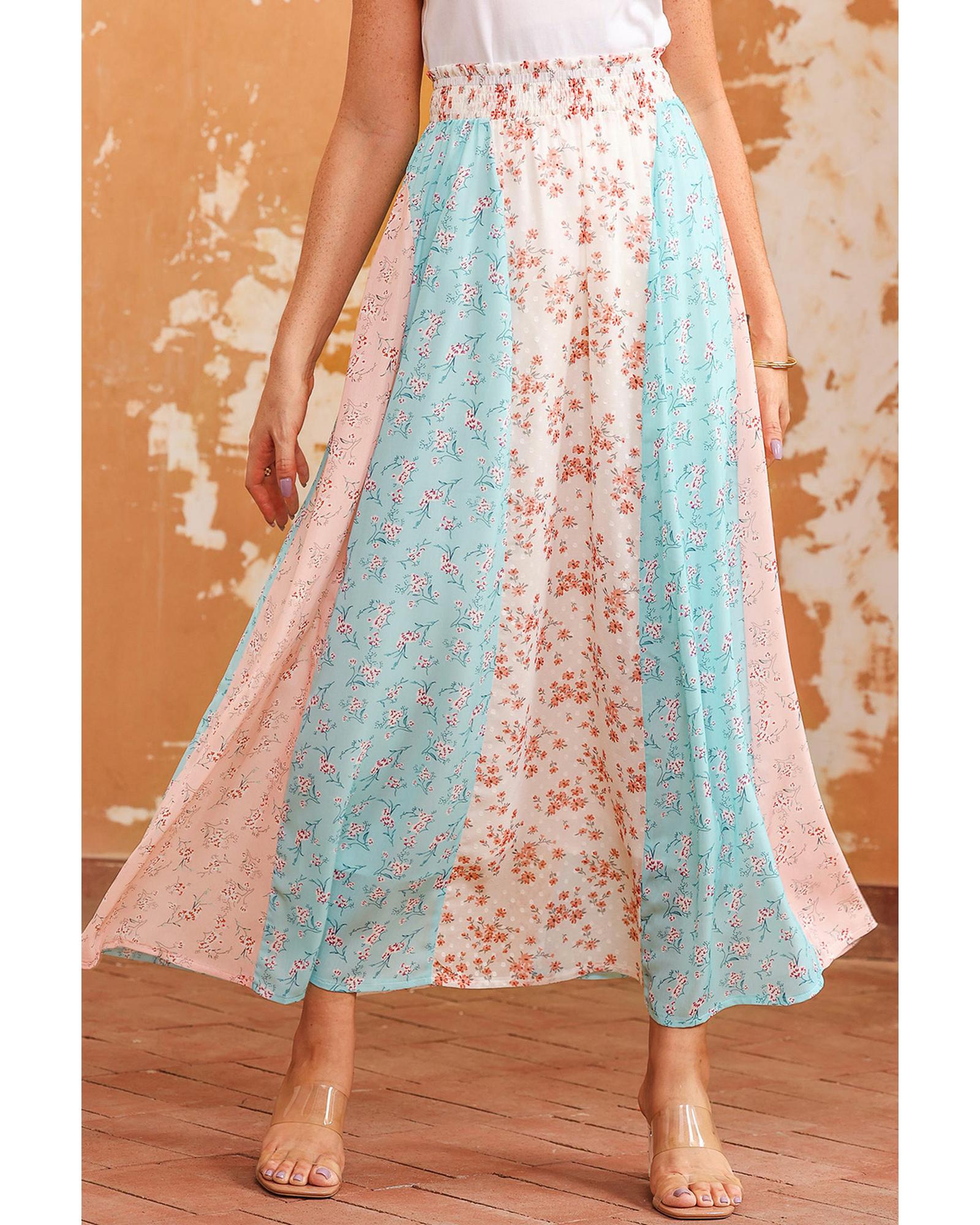 Azura Exchange Floral Print Maxi Skirt - L