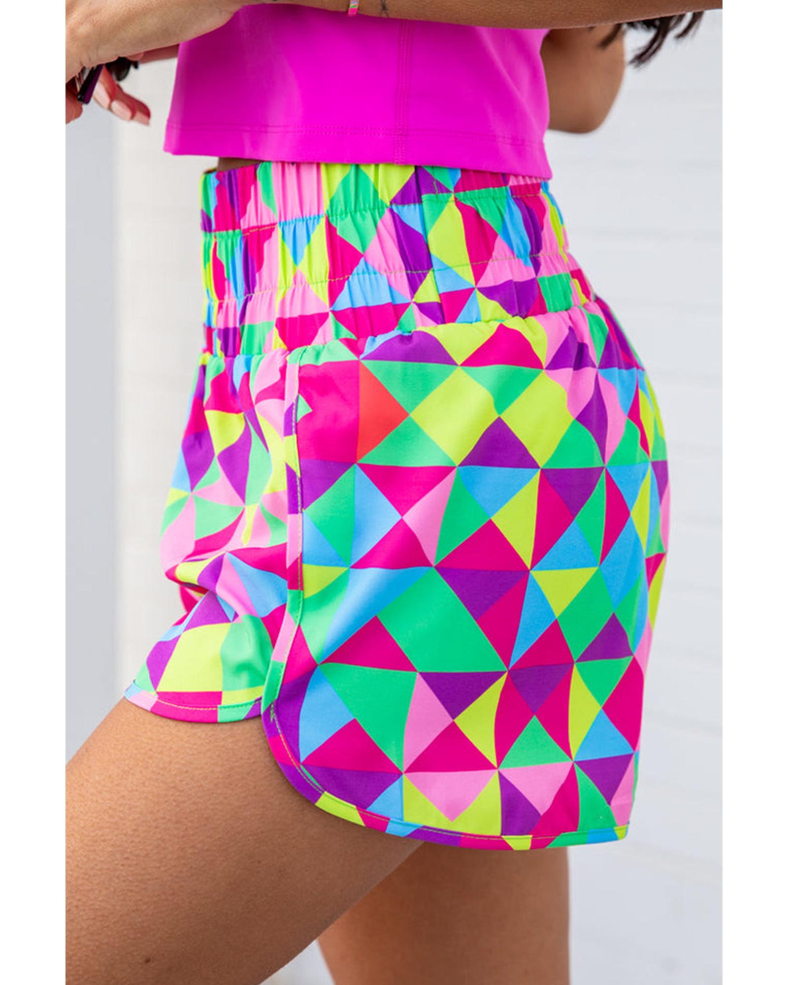 Azura Exchange Geometric High Waisted Athletic Shorts - M