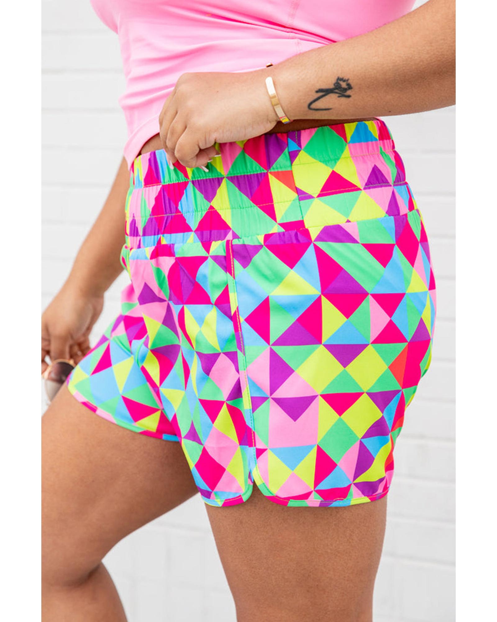 Azura Exchange Geometric High Waisted Athletic Shorts - M