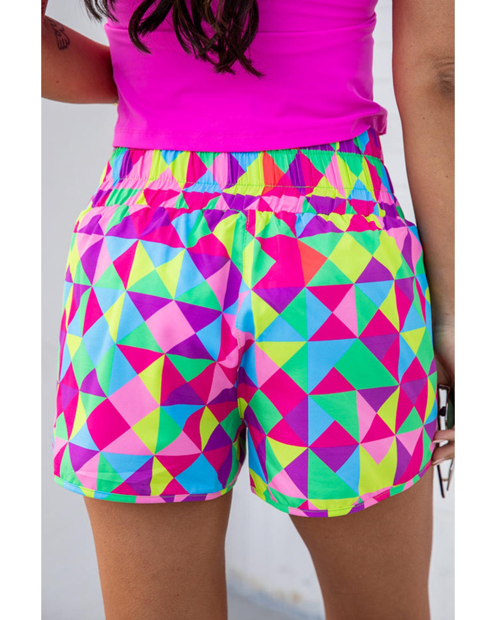 Azura Exchange Geometric High Waisted Athletic Shorts - S