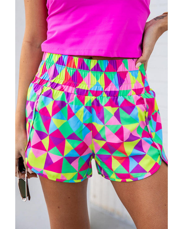 Azura Exchange Geometric High Waisted Athletic Shorts - XL