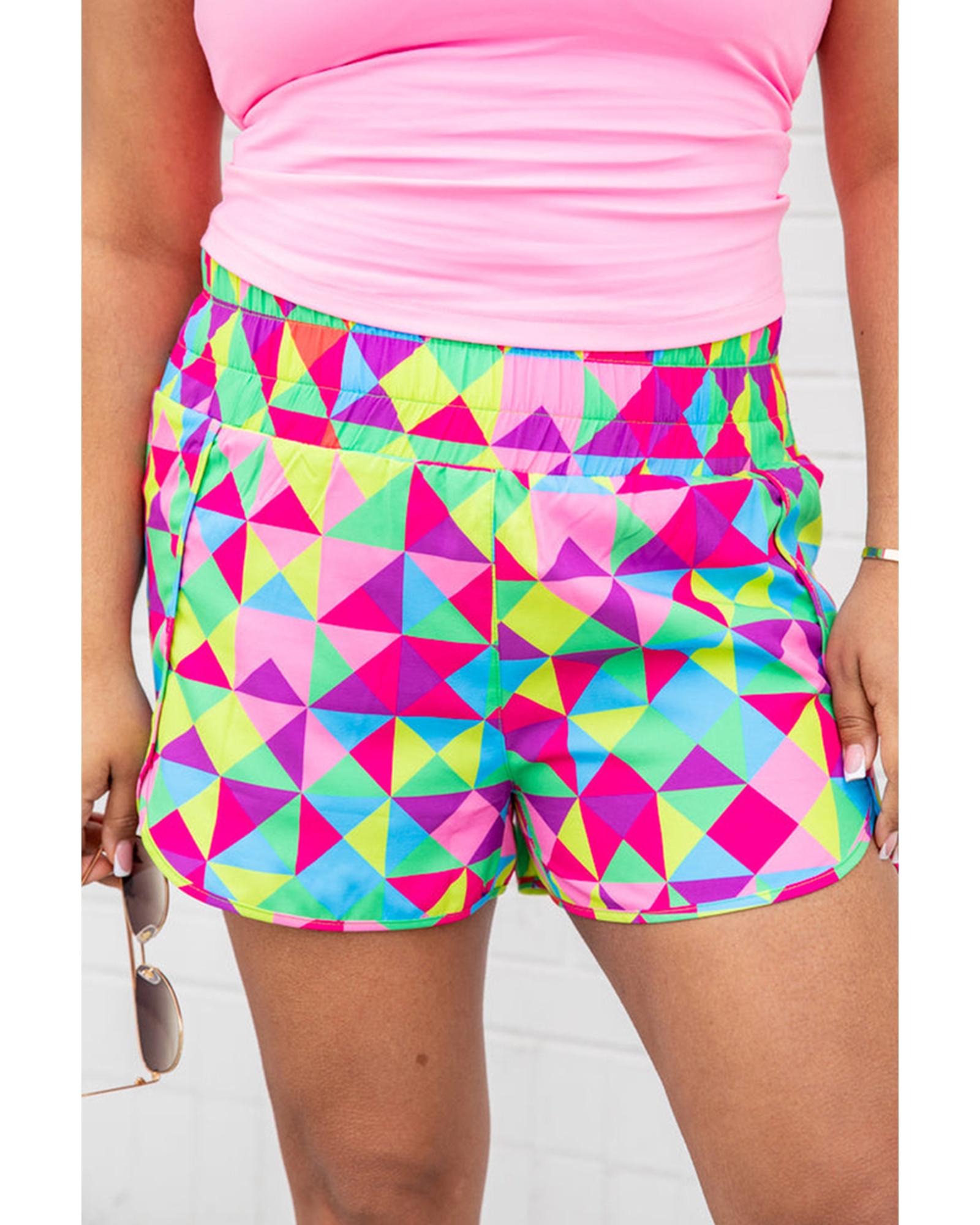 Azura Exchange Geometric High Waisted Athletic Shorts - XL