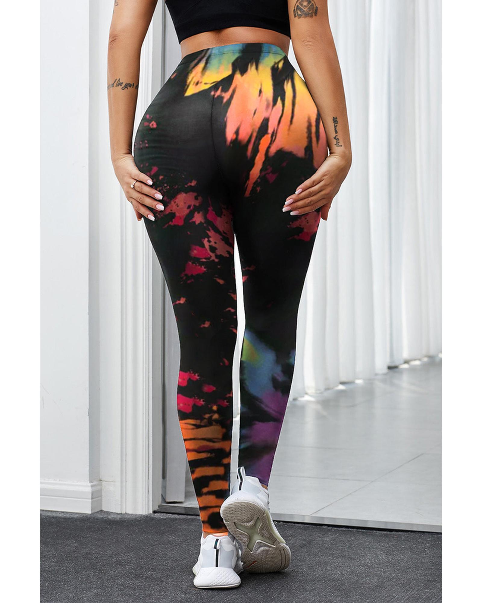 Azura Exchange Tie Dye Hollow Out Fitness Leggings - M