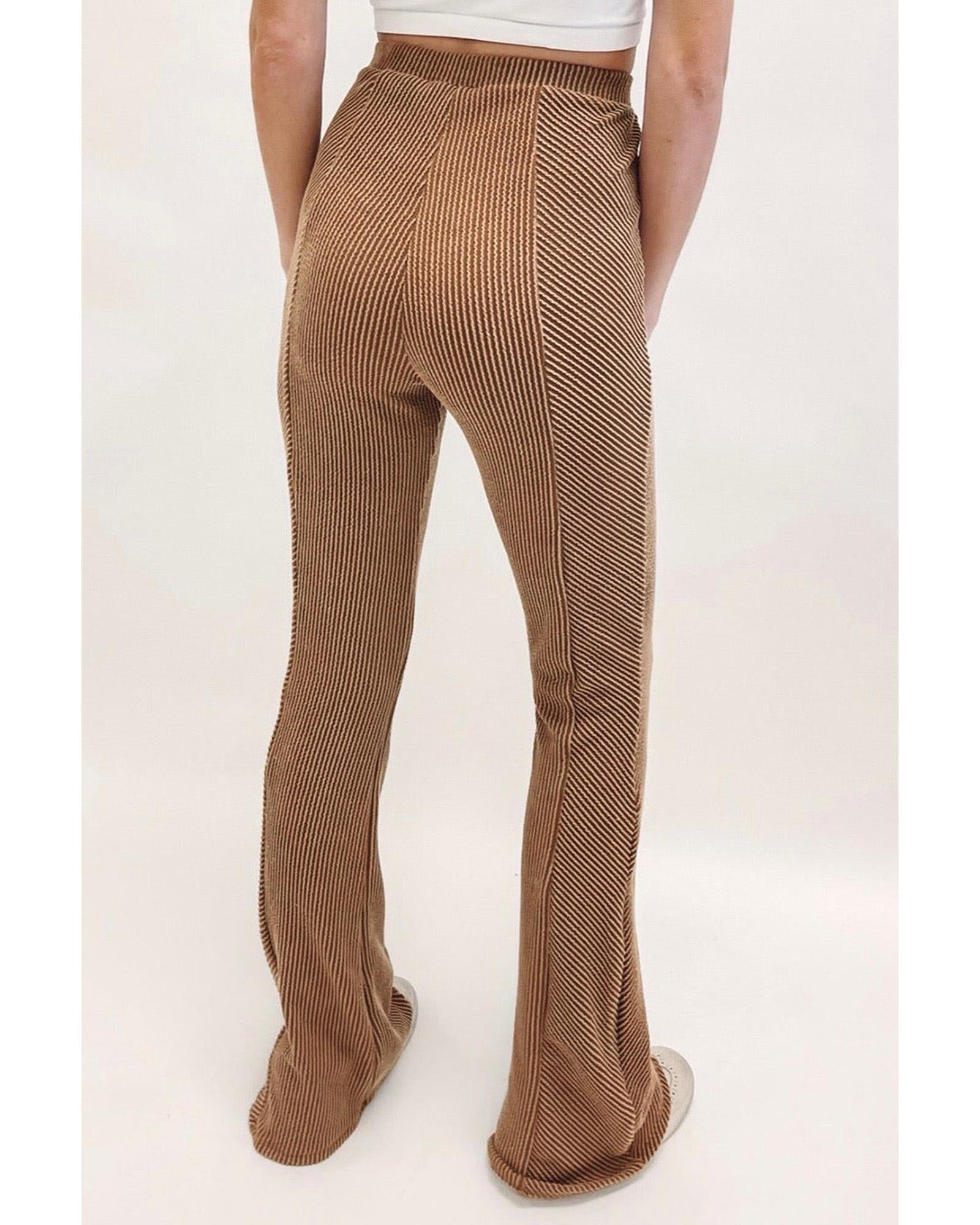 Azura Exchange Ribbed Knit High Rise Flare Leggings - L