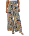 Azura Exchange Floral Print Shirred High Waist Wide Leg Pants - M