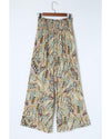 Azura Exchange Floral Print Shirred High Waist Wide Leg Pants - M