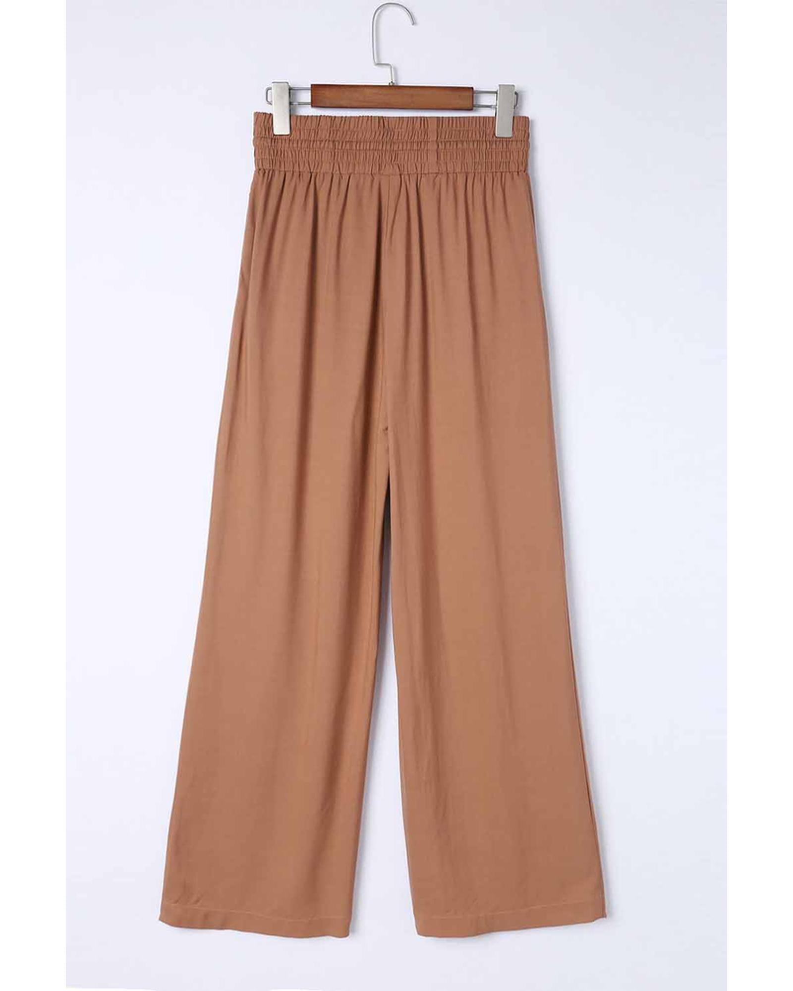 Azura Exchange Elastic Waist Casual Wide Leg Pants - M