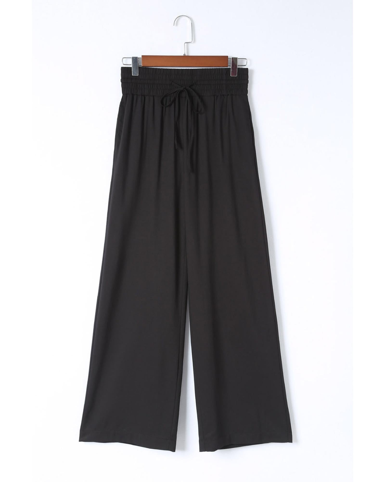 Azura Exchange Casual Wide Leg Pants with Drawstring Elastic Waist - M