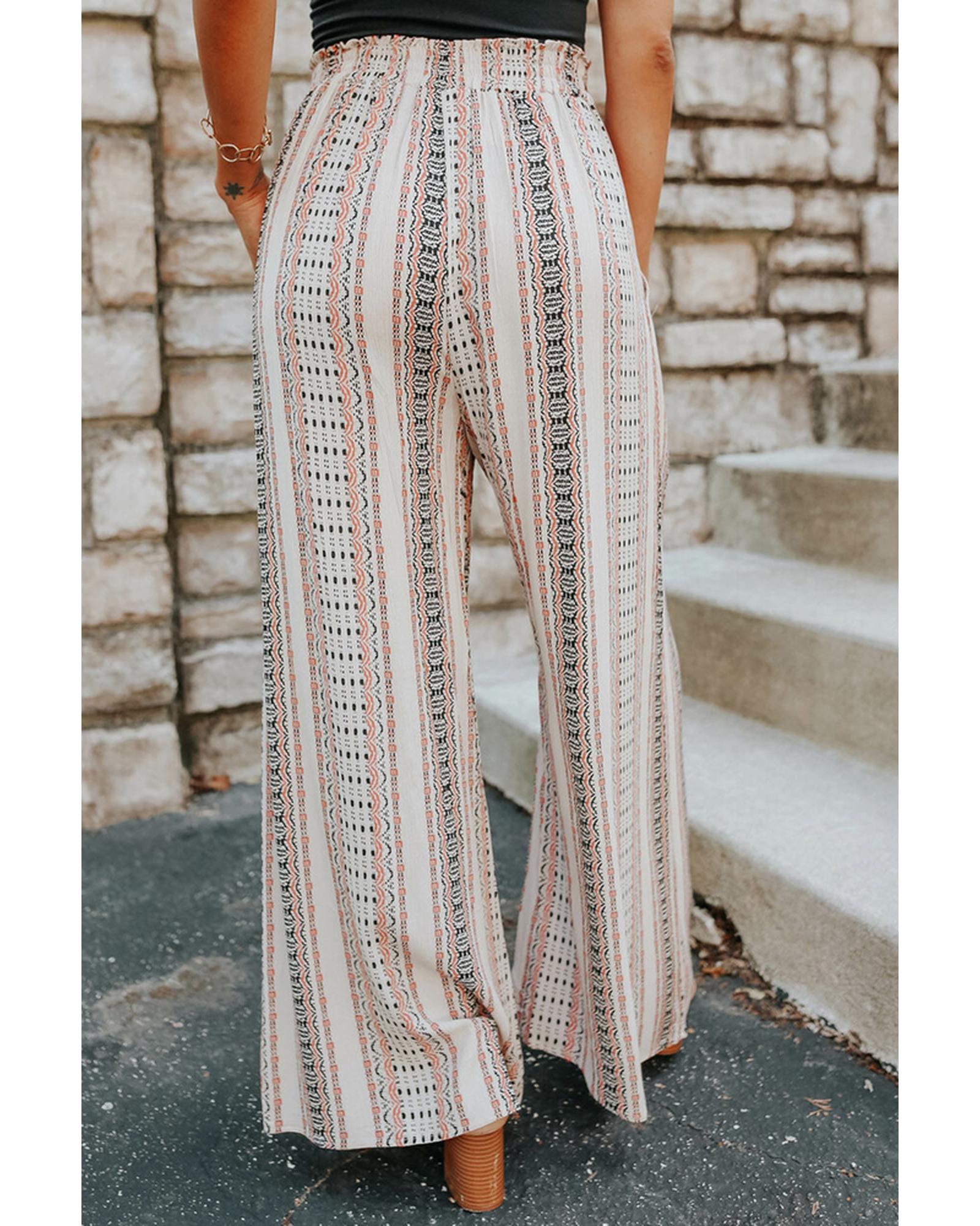 Azura Exchange Geometric Pattern Print Wide Leg Pants - M