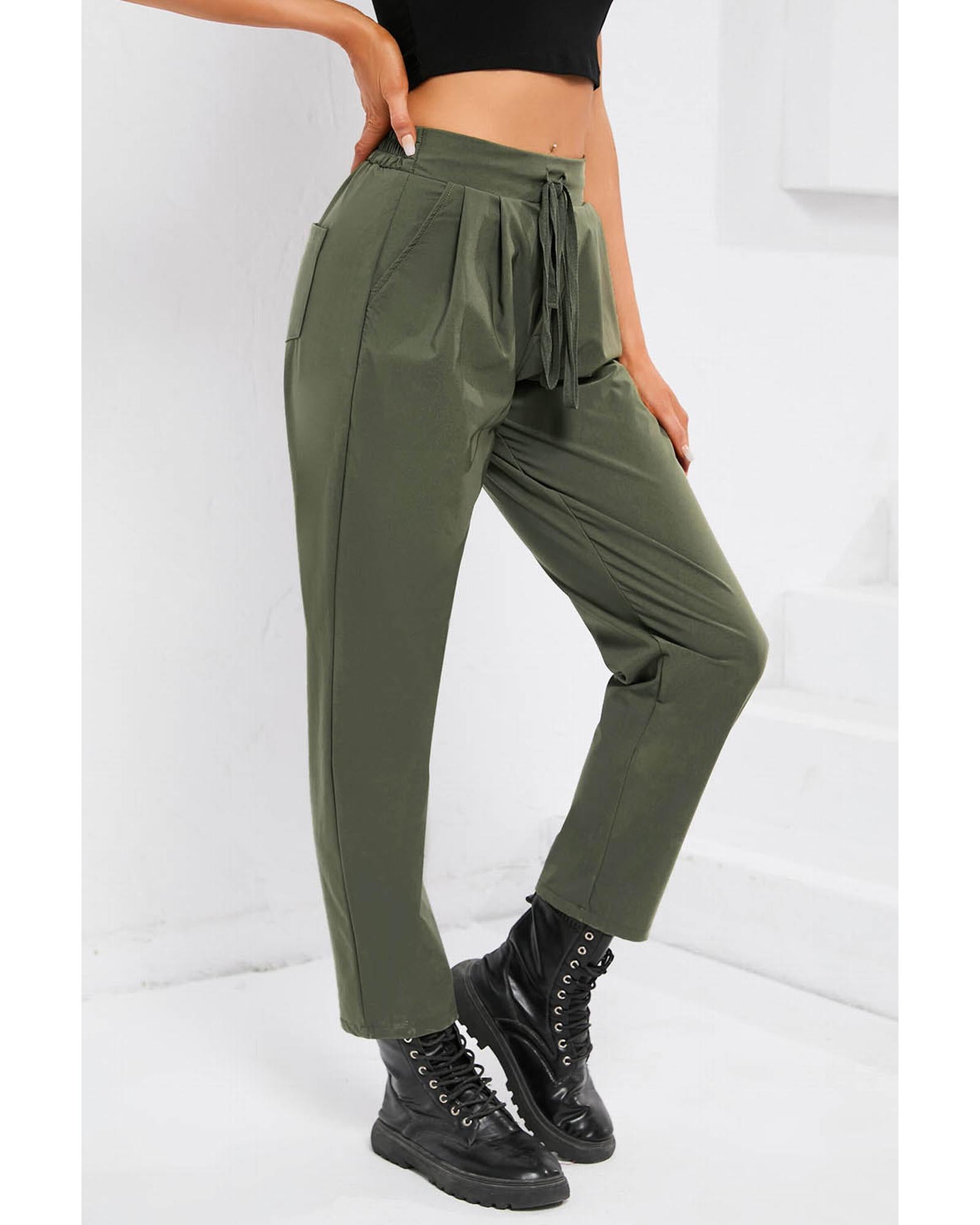 Azura Exchange Elastic Drawstring Waist Pants - L