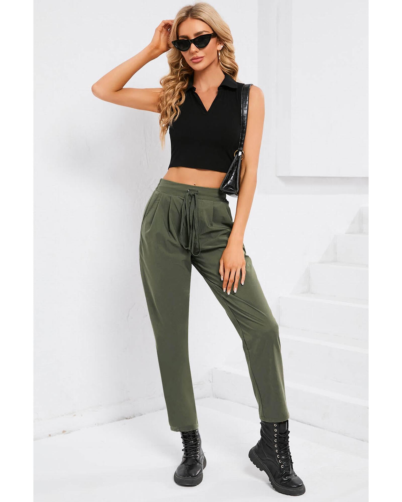 Azura Exchange Elastic Drawstring Waist Pants - M