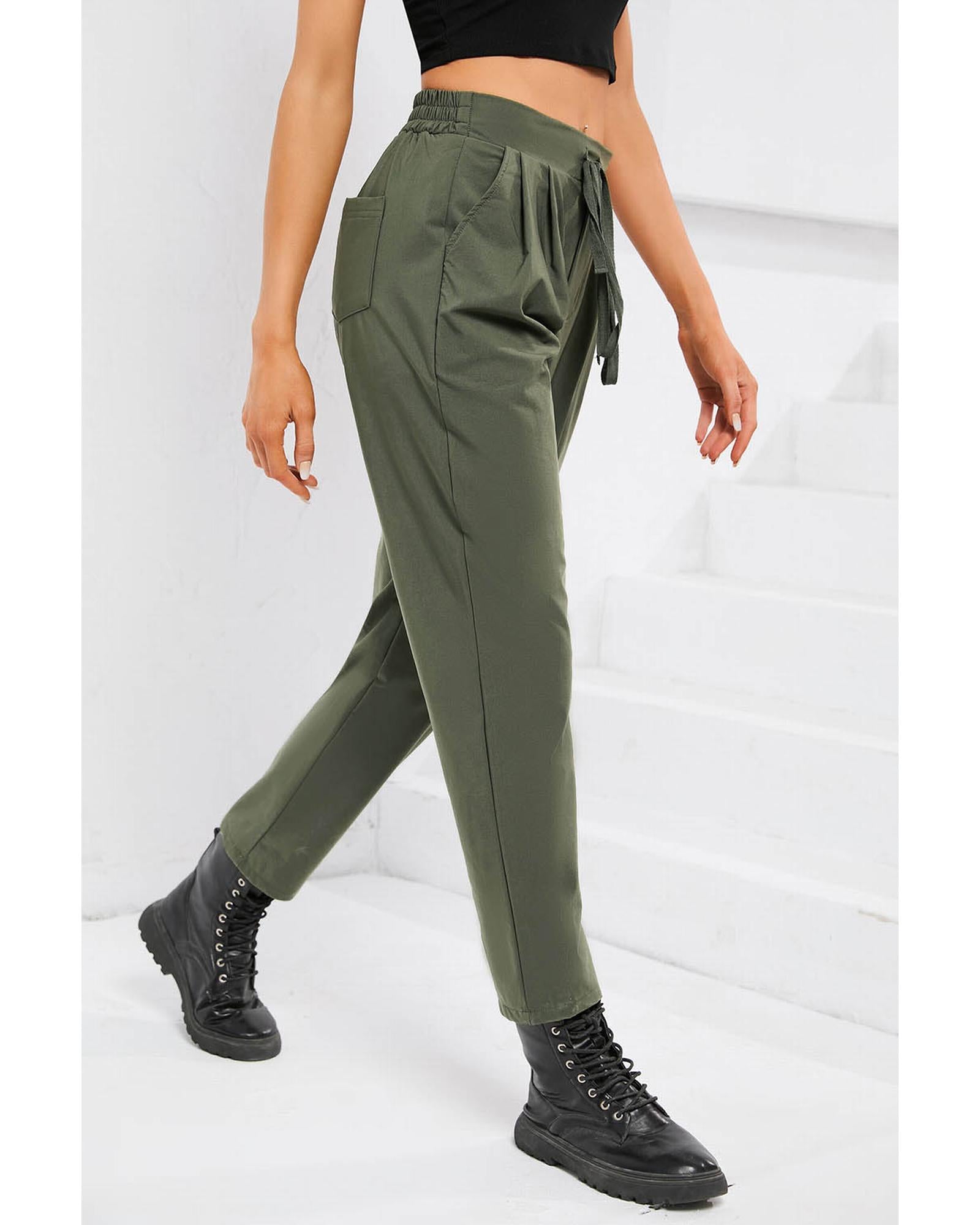 Azura Exchange Elastic Drawstring Waist Pants - S