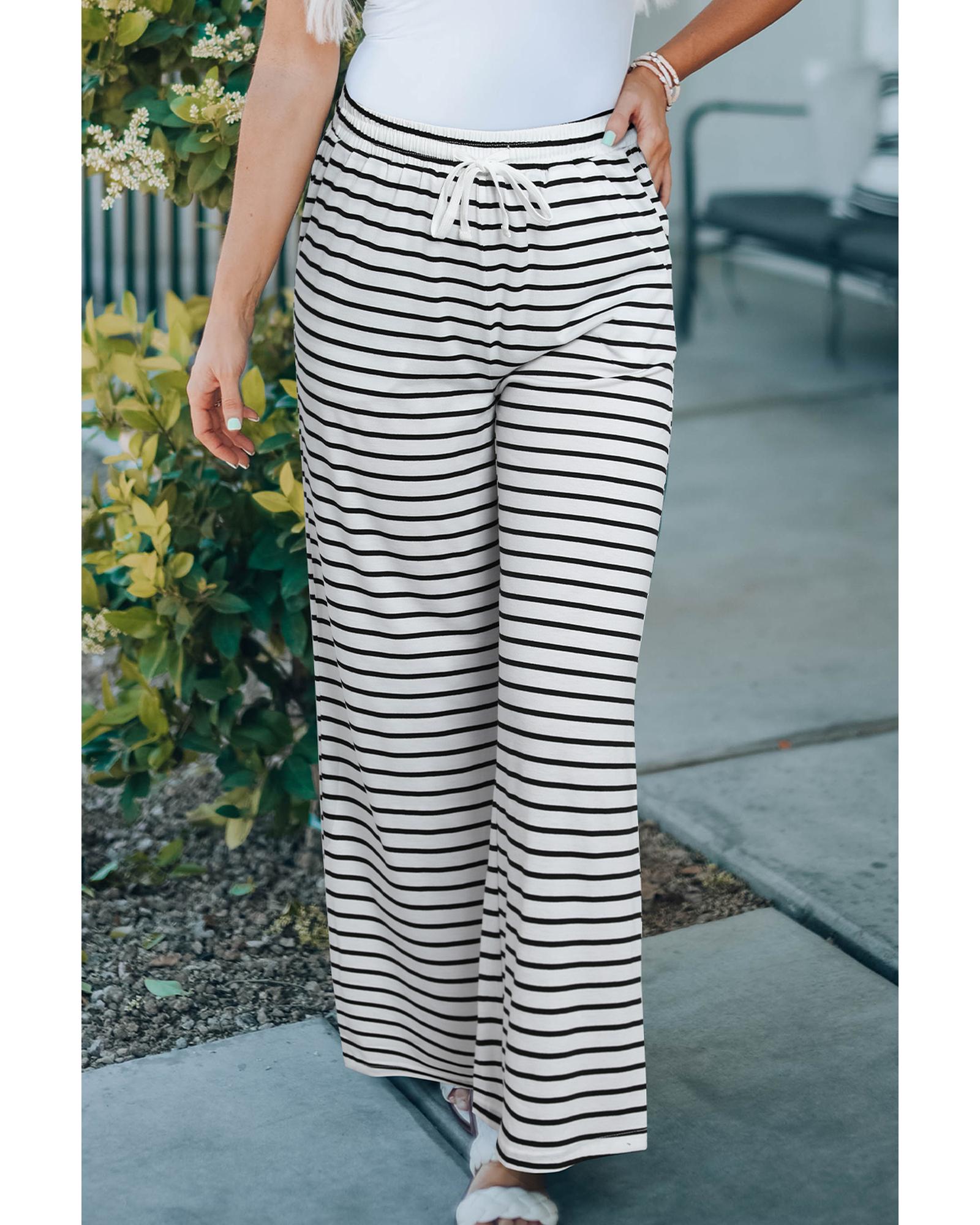 Azura Exchange Striped Wide Leg Pants - S