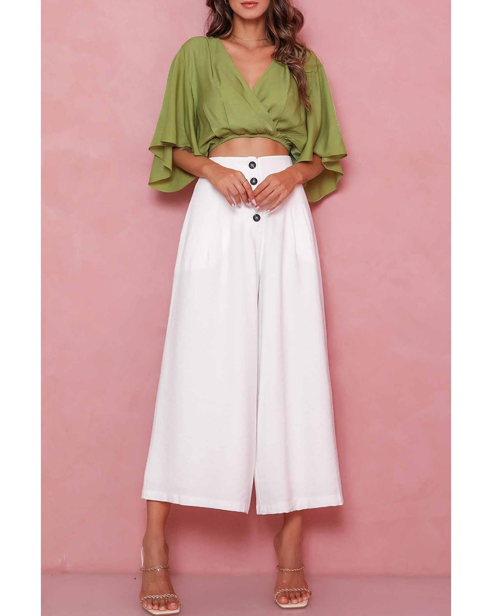 Azura Exchange Cropped Wide Leg Pants - 14 US