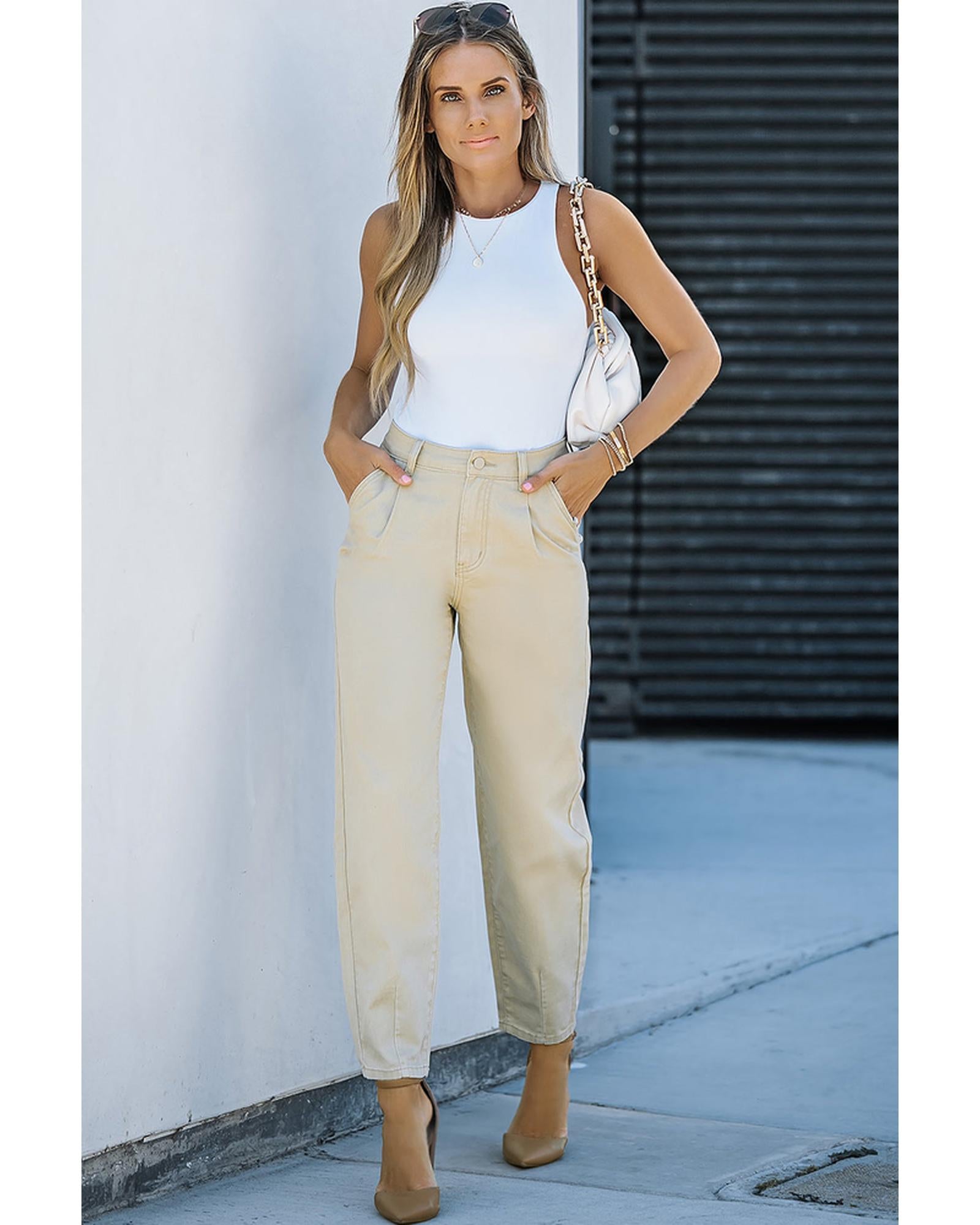 Azura Exchange Solid High Waist Casual Pants - 14 US