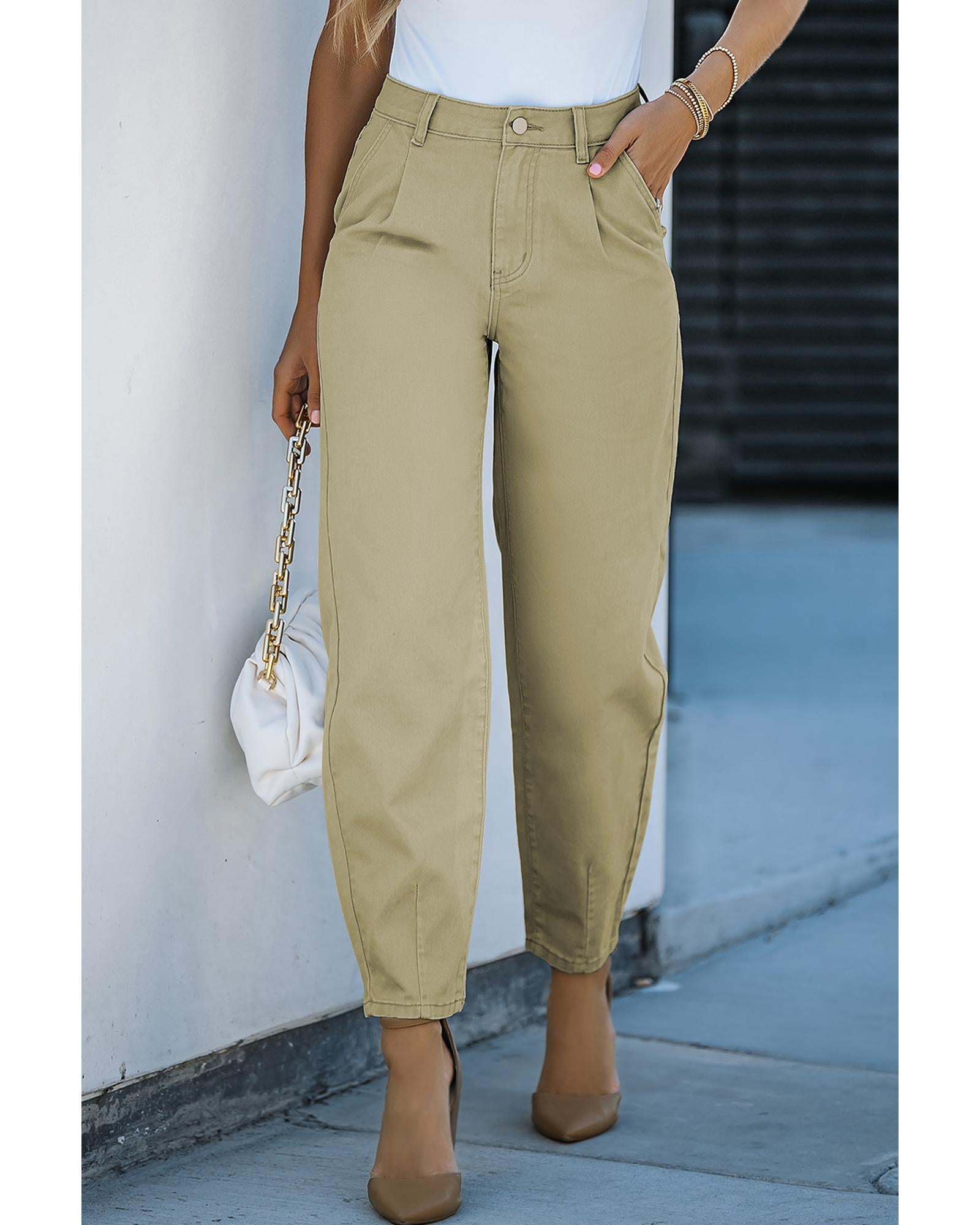 Azura Exchange Solid High Waist Casual Pants - 14 US