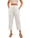 Azura Exchange Lace Splicing Drawstring Casual Cotton Pants - L