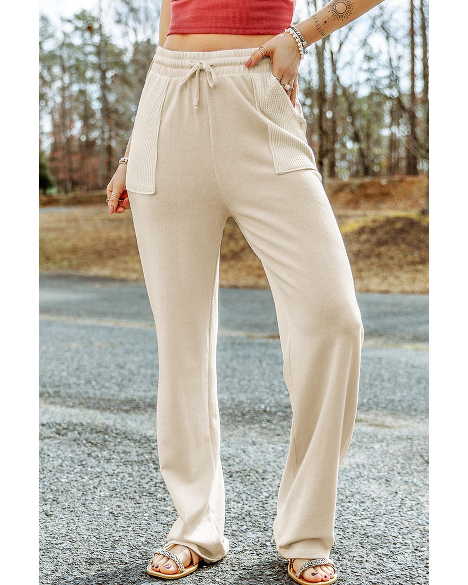 Azura Exchange Knit Pants with Drawstring Waist and Pockets - S