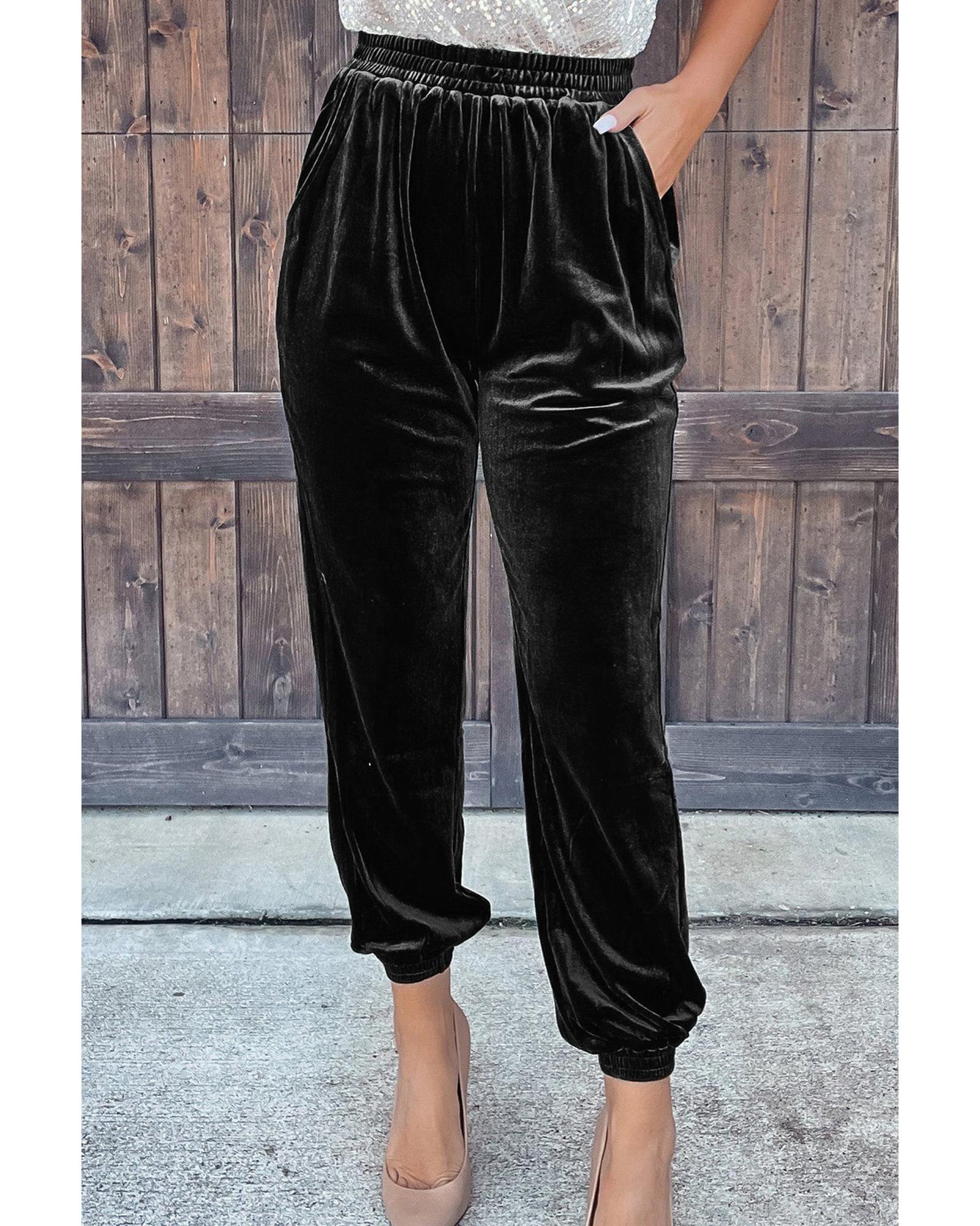 Azura Exchange Luxurious Velvet Jogger Pants - S